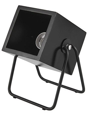 Lampe en bois et métal carrée Hefty - H. 17 cm