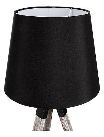 Lampe en bois trépied Runo - H. 58 cm - Noir
