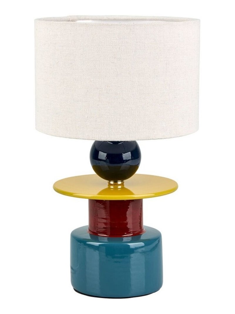 Lampe en céramique multicolore avec abat-jour beige Multicolore - Kiabi