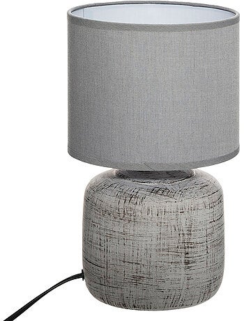 Lampe en grès abat-jour coton SALTA