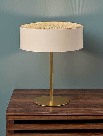 Lampe en métal doré avec abat-jour bambou