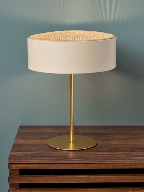 Lampe en métal doré avec abat-jour bambou - Kiabi