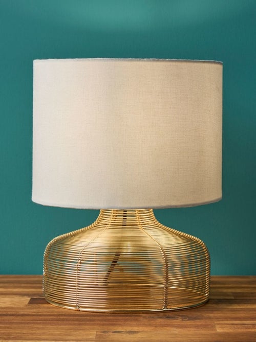 Lampe en métal doré avec abat-jour blanc - Kiabi