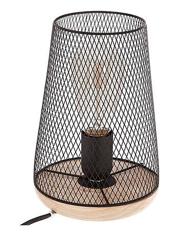Lampe en métal et bois noir