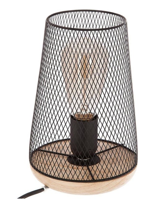 Lampe en métal et bois noir - Kiabi