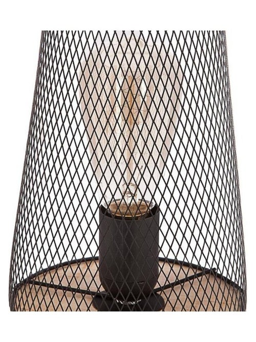 Lampe en métal et bois noir - Kiabi