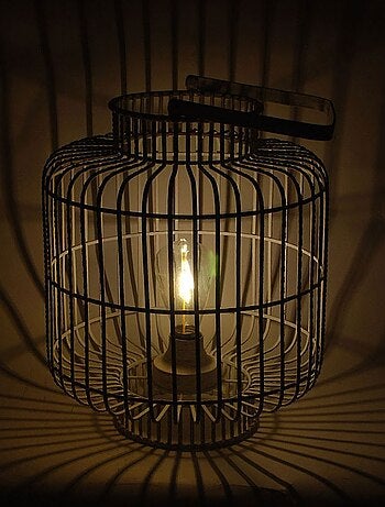 Lampe en métal patiné or transportable led