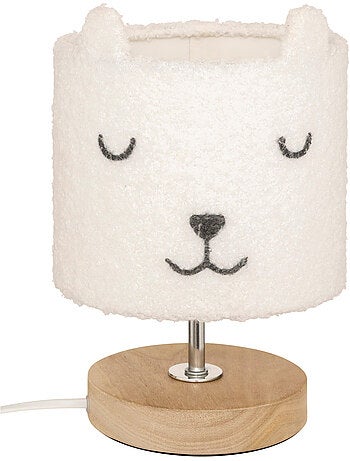 Lampe enfant bois de paulownia abat-jour tissu TOXEY