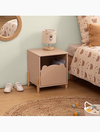 Lampe enfant bois de paulownia abat-jour tissu TOXEY