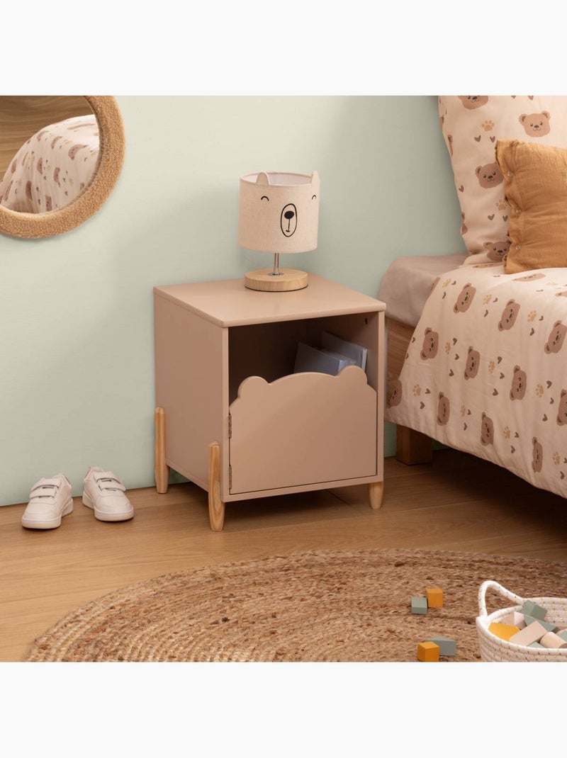Lampe enfant bois de paulownia abat-jour tissu TOXEY Blanc - Kiabi