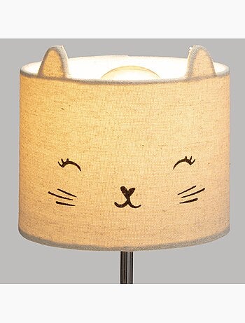 Lampe enfant bois de paulownia abat-jour tissu toxey