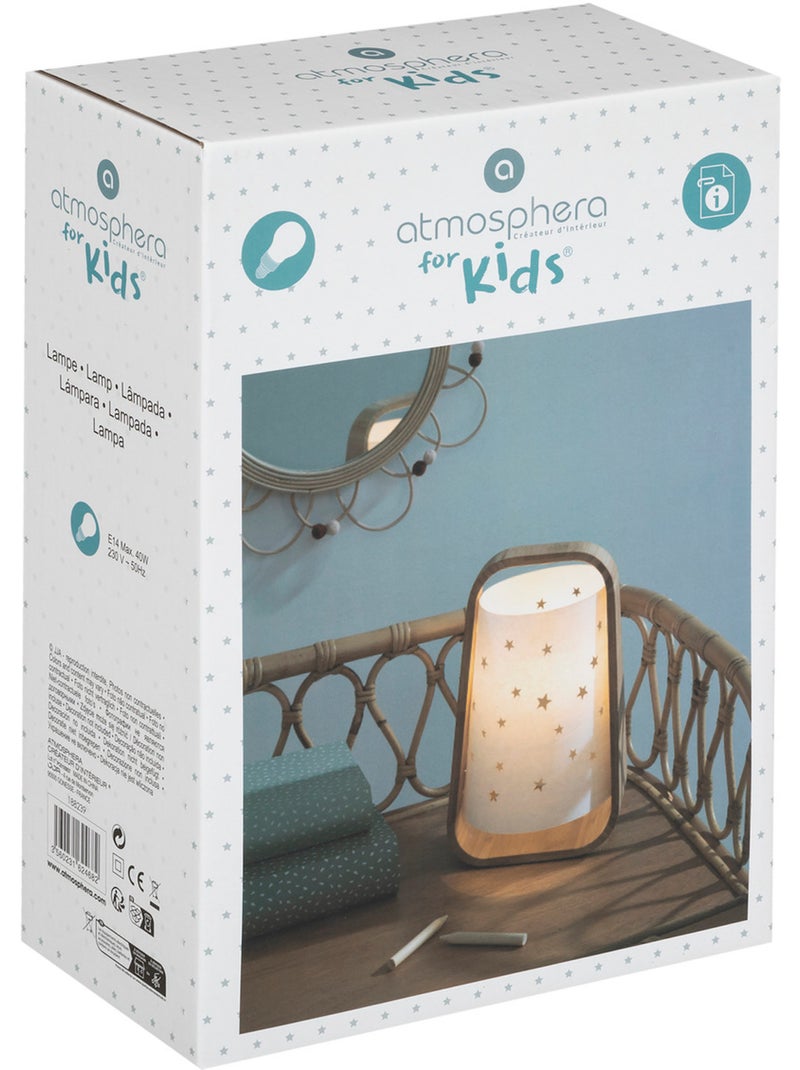 Lampe enfant en bambou abat-jour étoiles ajourées WEDJE Blanc - Kiabi