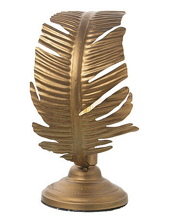 Lampe feuille en métal doré 36 cm