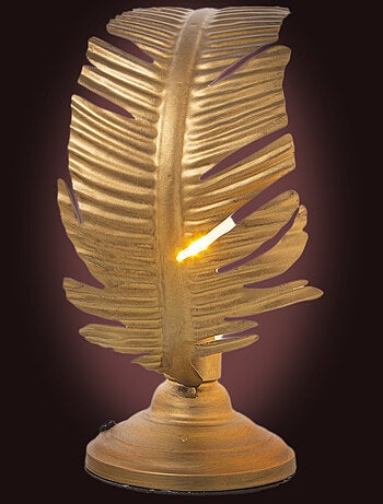Lampe feuille en métal doré 36 cm