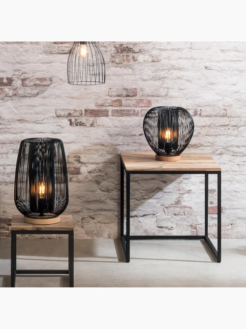 Lampe filaire design aérien hêtre et fer NODA - Kiabi Lampe filaire design aérien hêtre et fer NODA - Kiabi