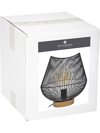Lampe filaire fer bois de hêtre JENA