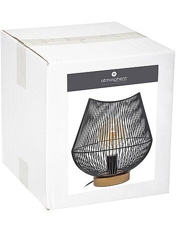 Lampe filaire fer bois de hêtre jena
