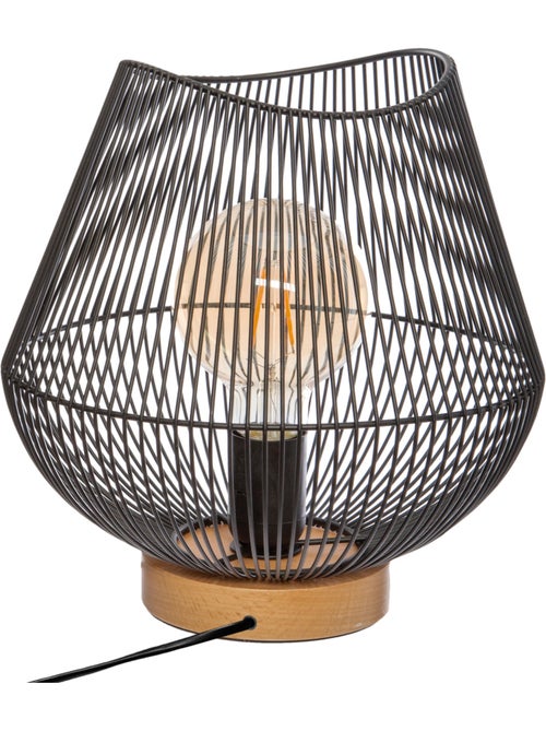 Lampe filaire fer bois de hêtre JENA - Kiabi