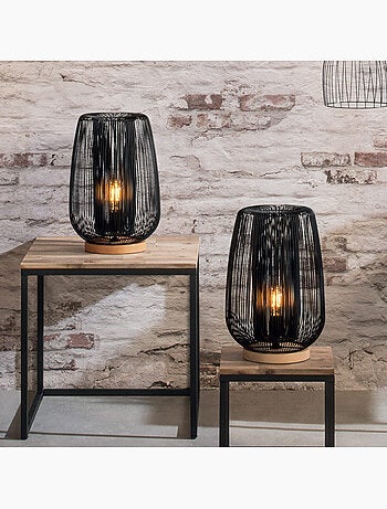 Lampe filaire métal bois de hêtre NODA