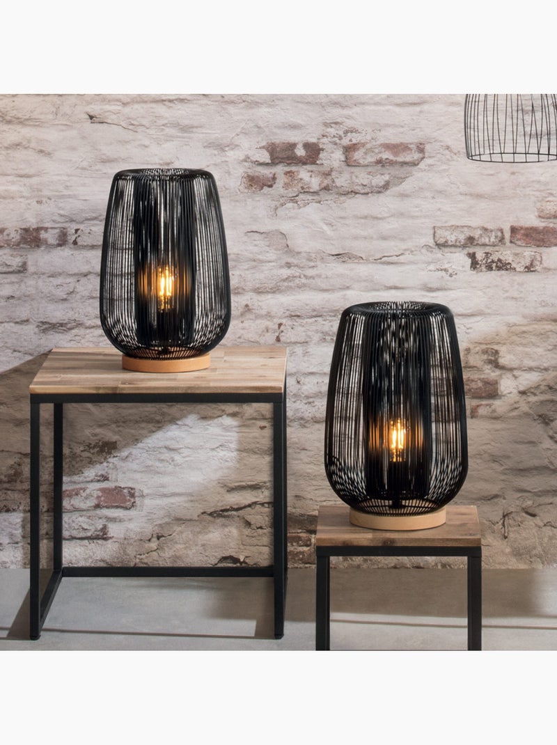 Lampe filaire métal bois de hêtre NODA Noir - Kiabi