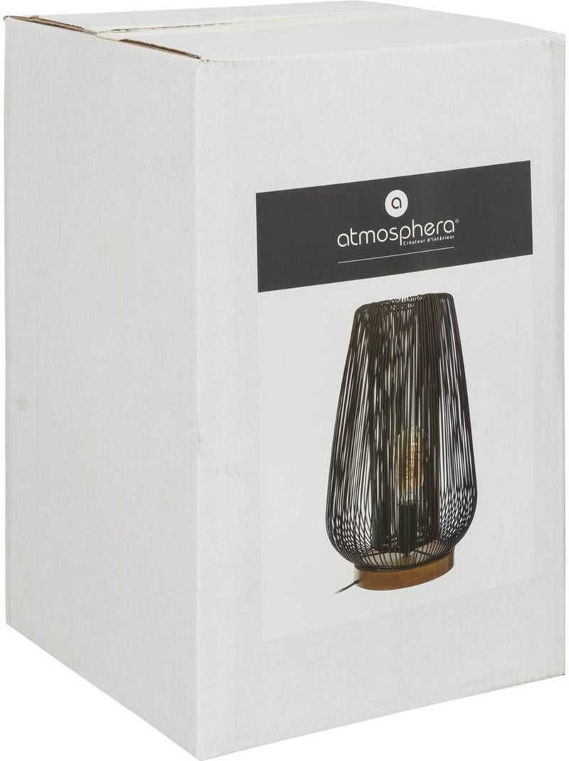 Lampe filaire métal bois de hêtre NODA Noir - Kiabi