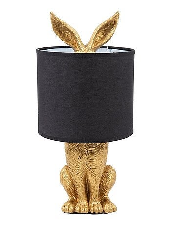 Lampe lapin doré abat-jour noir