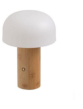Lampe LED champignon en bambou naturel