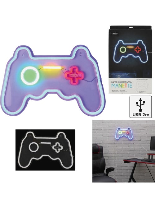Lampe LED effet néon design Manette de jeu vidéo - Kiabi Lampe LED effet néon design Manette de jeu vidéo - Kiabi