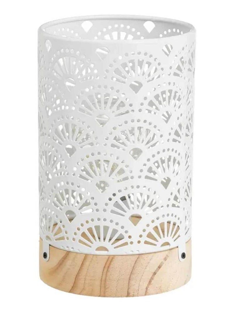 Lampe LED en métal et Bois Blanc - Kiabi
