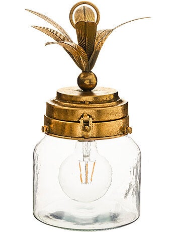 Lampe LED en verre et métal doré ANANAS