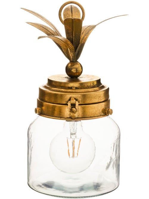 Lampe LED en verre et métal doré ANANAS - Kiabi Lampe LED en verre et métal doré ANANAS - Kiabi
