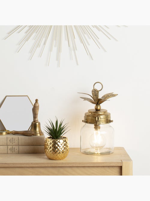 Lampe LED en verre et métal doré ANANAS - Kiabi Lampe LED en verre et métal doré ANANAS - Kiabi