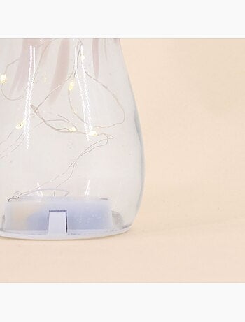 Lampe LED forme champignon en verre rose 18cm