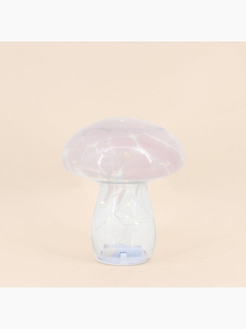 Lampe LED forme champignon en verre rose 18cm - Kiabi Lampe LED forme champignon en verre rose 18cm - Kiabi