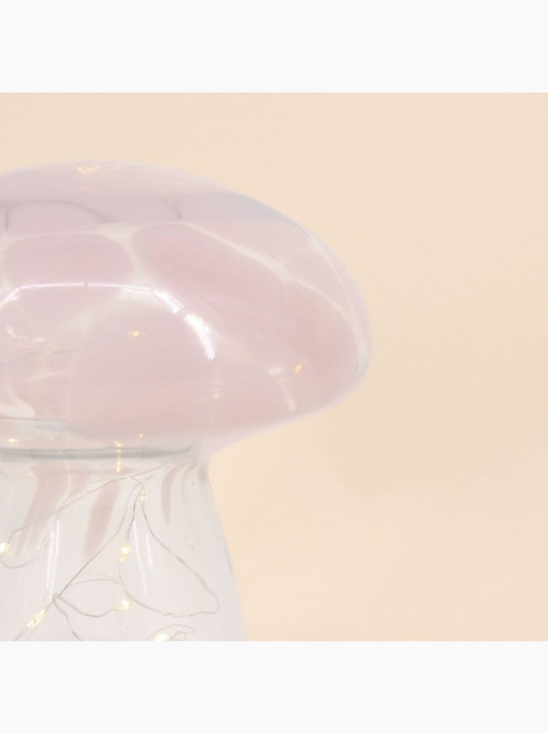Lampe LED forme champignon en verre rose 18cm Rose - Kiabi