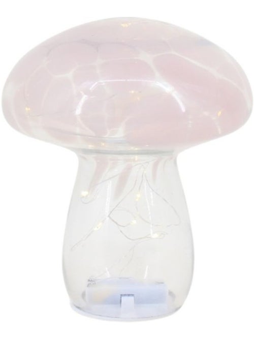 Lampe LED forme champignon en verre rose 18cm - Kiabi Lampe LED forme champignon en verre rose 18cm - Kiabi