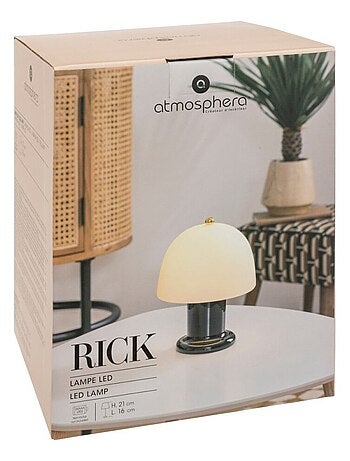 Lampe LED haut 21 cm verre noir