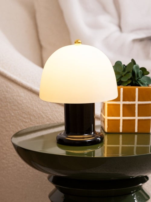 Lampe LED haut 21 cm verre noir - Kiabi