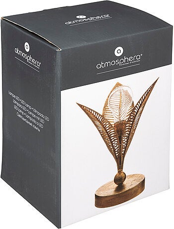 Lampe LED structure métal feuilles dorées FEUILLE