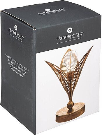 Lampe LED structure métal feuilles dorées FEUILLE