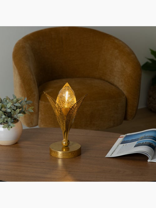 Lampe LED structure métal feuilles dorées FEUILLE - Kiabi