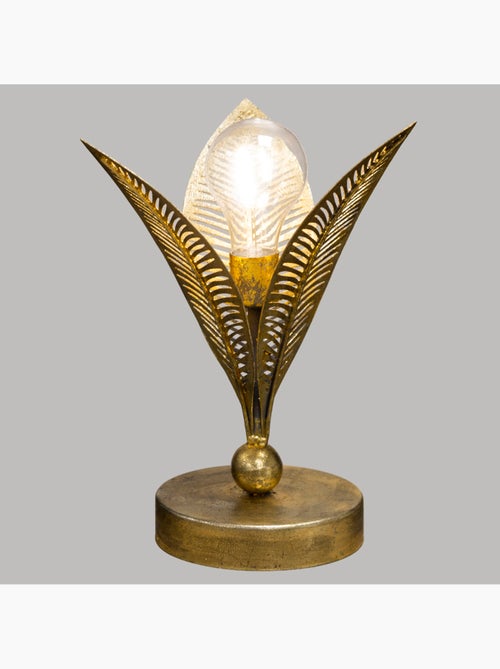 Lampe LED structure métal feuilles dorées FEUILLE - Kiabi