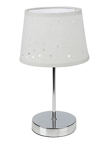 Lampe métal abat-jour ajouré étoile gris