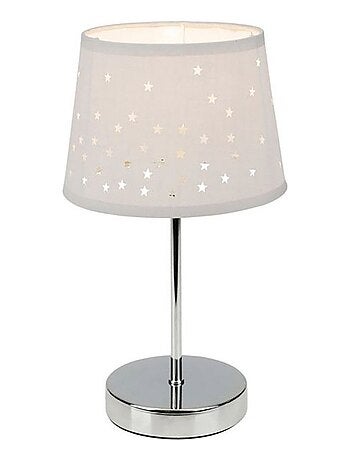 Lampe métal abat-jour ajouré étoile gris