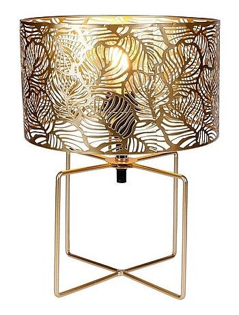 Lampe métal ajouré Calathéa doré