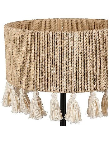 Lampe métal coton Charlotte noire beige