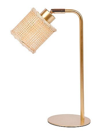 Lampe métal dorée avec abat-jour bambou