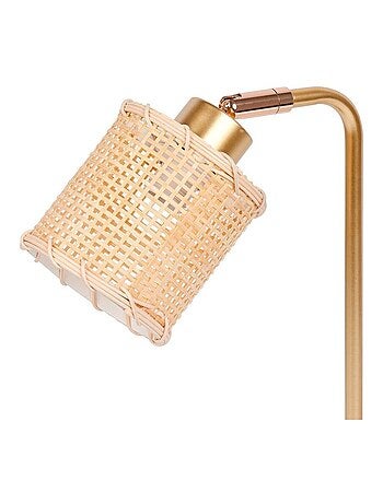 Lampe métal dorée avec abat-jour bambou