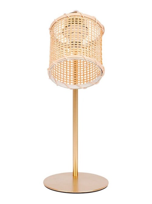 Lampe métal dorée avec abat-jour bambou - Kiabi