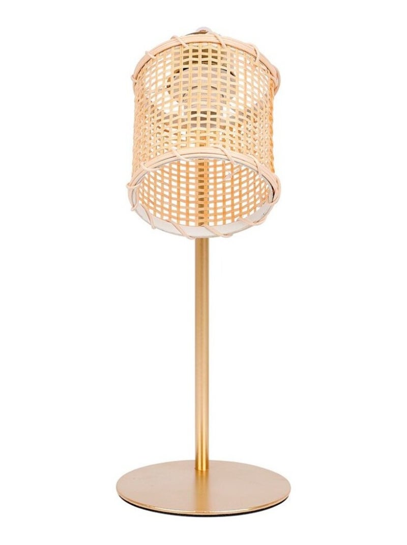 Lampe métal dorée avec abat-jour bambou Doré/or - Kiabi